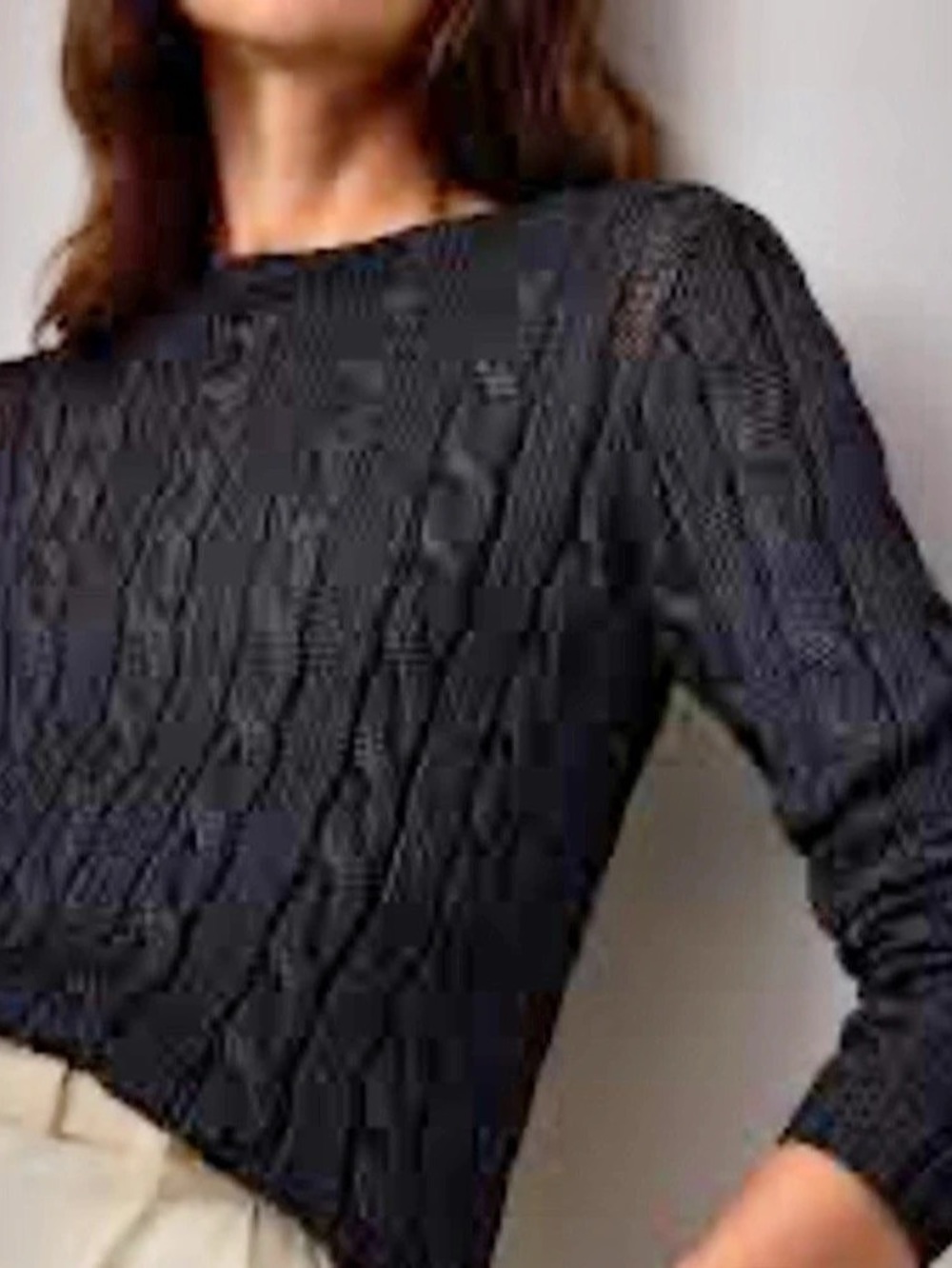 Ports International cashmere cable knit Black Cable Knit Sweater